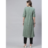 Divena - Green Cotton Womens Front Slit Kurti - 3XL