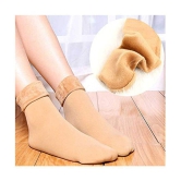 THRIFTKART - Beige Polyester Womens Thumb Socks ( Pack of 2 ) - None