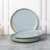 Handcrafted Chip Resistance Porcelain Quarter Plates, Side, Snacks, Pasta Plates 4 Pieces, Microwave and Dishwasher Safe, Small Plate Set for Dining and Gifting, Set of 4, Arctic Blue