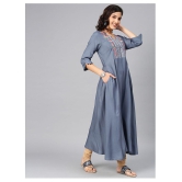 Alena - Blue Viscose Womens Flared Kurti - S