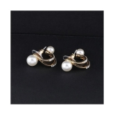 SILVER SHINE Party Wear Charm Pearl Stud Earring For Women Girl - Golden