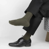 Cosmic Ribbed Formal Socks - Olive Green