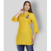 JC4U - Yellow Rayon Womens Straight Kurti - M