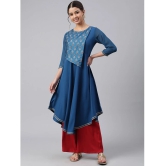 Janasya - Blue Crepe Womens Asymmetrical Kurti ( Pack of 1 ) - None