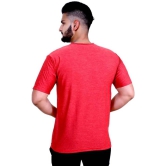 Men Self Design Round Neck Polyester Red T-Shirt