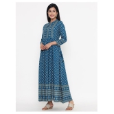 Kbz Turquoise Rayon Anarkali Kurti - S