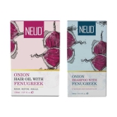 NEUD Combo - Onion Hair Oil and Shampoo with Fenugreek for Men & Women