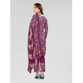 Kashvi Unstitched Crepe Printed Dress Material - Wine ( Pack of 1 ) - Wine