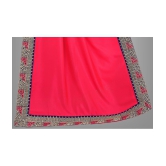 Om Shantam Sarees - Pink Crepe Saree With Blouse Piece ( Pack of 1 ) - Pink