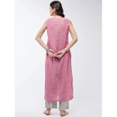 Pannkh Cotton Blend Embroidered Straight Womens Kurti - Pink ( Pack of 1 ) - None