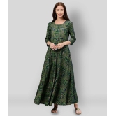 KIPEK - Green Rayon Womens Flared Kurti ( Pack of 1 ) - S