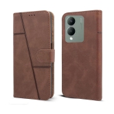 NBOX Brown Flip Cover Artificial Leather Compatible For Vivo Y28 ( Pack of 1 ) - Brown