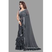 Apnisha Georgette Solid Saree With Blouse Piece - Grey ( Pack of 1 ) - Grey