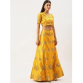 Om Shantam Sarees Yellow Silk Blends Chaniya Choli Semi Stitched Lehenga Single - Free Size