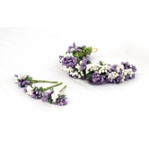 SHG Fashion Art Handmade Purple with White Color Artificial Veni Flowers with 3 Pins | Floral Wedding Bridesmaid Hair Jewellery (Purple with White)