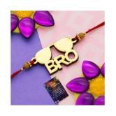 Paola Stylish  Bhaiya Rakhi  BRO Designer Pendent With  Designer Look OM Rakhi Combo  For Bhaiya With Roli Chawal And  Greeting Card 1 Kankawati Pooja Thali - None