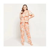 Clovia - Peach Rayon Womens Nightwear Nightsuit Sets ( Pack of 1 ) - None