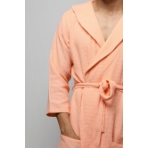 Cotton matte bathrobe with lining - full length-Off White / XL