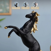 Bharat Saini Art ; Black and Gold Resin Horse Showpiece for Home Décor, Living Room, Good Luck | Perfect for Gifting