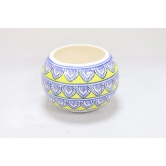 Khurja Pottery Indoor Pot Apple shape Yellow Colour Big Size 5 Inchs