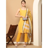 Yellow Dobby Kurta with pallazos dupatta set-L / Yellow