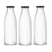 Somil Storage Milk Bottle Glass Transparent Milk Container ( Set of 3 ) - Transparent