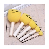 ECLET 5 Pcs Round Stencil Yellow Sponge Dabber, Wooden Handle Foam Brush for Art & Crafts, Stippler Set DIY Painting Tools c