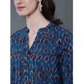 Antaran 100% Cotton Printed A-line Womens Kurti - Blue ( Pack of 1 ) - None