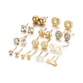 YouBella Girls/Womens Gold Plated Combo of 24 Stud Tops Earrings Jewellery (Golden) - Multi Color