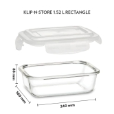 Borosil Klip N Store Rectangular Glass Storage Container | Microwave & Oven Safe | Transparent | 1 Pc