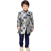 AJ Dezines - Grey Cotton Blend Boys Sherwani ( Pack of 1 ) - None