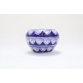 Khurja Pottery Indoor Pot Apple Shape Navy Blue Colour Medium Size 4 Inches