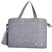 Laptop Bag In Blue Linen Cotton With Handwork