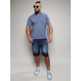 Solid Half Sleeve Casual T-Shirt Blue 3XL