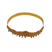 Gold Plated Traditional Indian Vaddanam Waist Belt With Green Beads