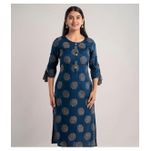 MAUKA - Blue Rayon Womens Straight Kurti ( Pack of 1 ) - None