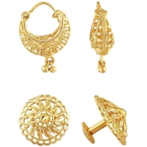 VIVASTRI Golden Stud Earrings ( Pack of 2 ) - Golden