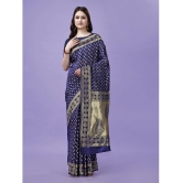 LEELAVATI Banarasi Silk Embellished Saree With Blouse Piece - Navy Blue ( Pack of 1 ) - Navy Blue