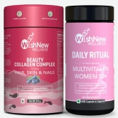 Wishnew Wellness Graceful Aging Duo: Beauty Collagen Arctic Blueberry + Daily Ritual Multivitamin Women 50+