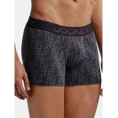 Jockey FP23 Men Super Combed Cotton Elastane Stretch Printed Trunk - Black & Plum - None