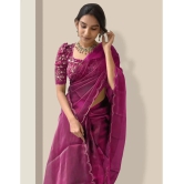 Apnisha Organza Solid Saree With Blouse Piece - Pink ( Pack of 1 ) - Pink