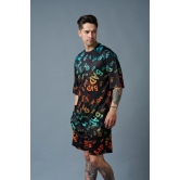 BAD Printed Gradient Polyester Co-ord Set for Men S