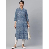 SVARCHI - Blue Cotton Womens Straight Kurti ( Pack of 1 ) - None