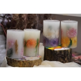 DRIED FLOWER BOTANICAL PILLAR CANDLES-Lavender serene candle