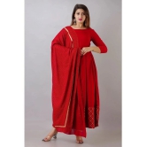 SIPET Rayon Checks Anarkali Womens Kurti with Dupatta - Maroon ( Pack of 1 ) - None