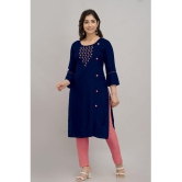 Kapadia - Navy Front Slit Rayon Women''s Stitched Salwar Suit ( Pack of 1 ) - None