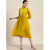 Juniper Georgette Embroidered Midi Womens Fit & Flare Dress - Mustard ( Pack of 1 ) - None