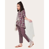 Designer Cotton Print Work Kid Top Bottom With Dupatta Purple-Purple / 13 - 14 Years