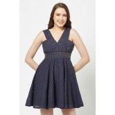 Navy Blue Schiffli Dress