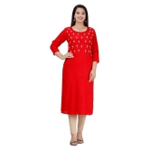 HIGHLIGHT FASHION EXPORT - Red Rayon Womens Straight Kurti - XXL